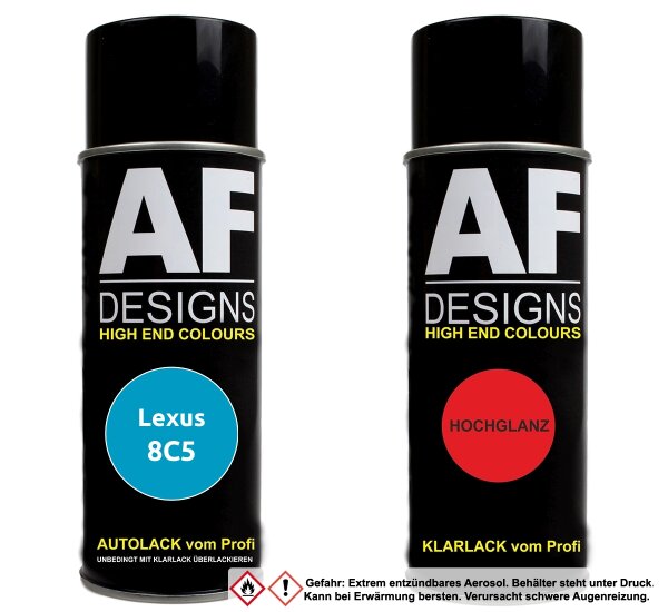 Spraydose für Lexus 8C5 Bright Blue Metallic Basislack Klarlack Sprühdose 400ml