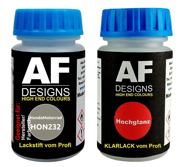 Lackstift Set für HondaMotorrad HON232 Grey-2C + Klarlack je 50ml Motorradlack Basislack SET