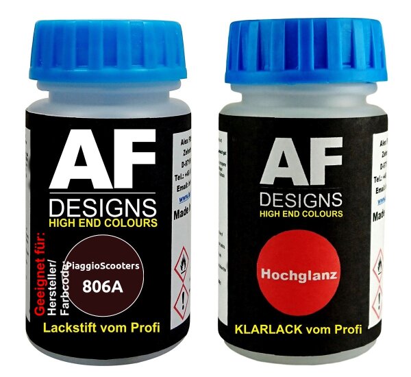 Lackstift Set für PiaggioScooters 806A Cherry Metallic Perl + Klarlack je 50ml Motorradlack Basislack SET