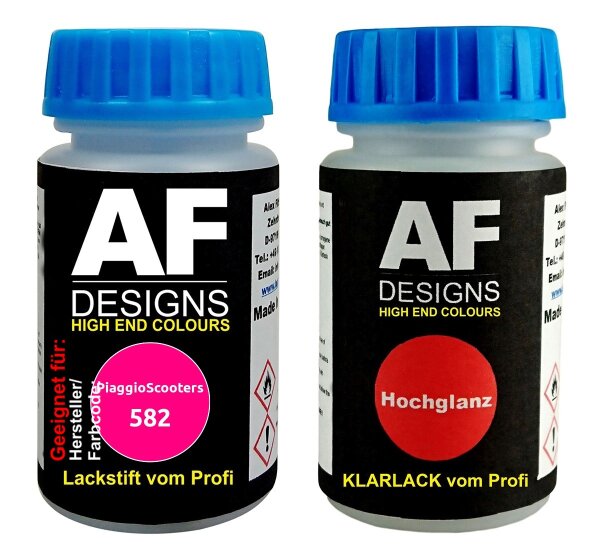 Lackstift Set für PiaggioScooters 582 Rosa Jam + Klarlack je 50ml Motorradlack Basislack SET