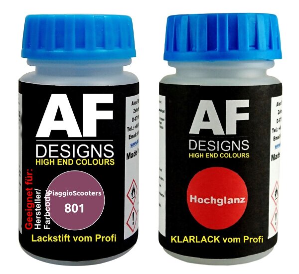 Lackstift Set für PiaggioScooters 801 Rosa Shocking + Klarlack je 50ml Motorradlack Basislack SET