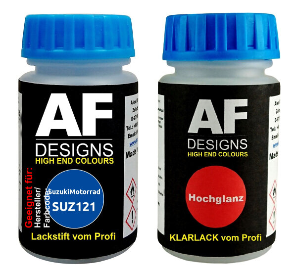 Lackstift Set für SuzukiMotorrad SUZ121 Blue 3C + Klarlack je 50ml Motorradlack Basislack SET