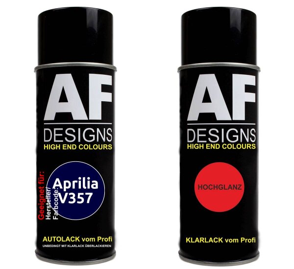 Motorradlack Spraydose Set für  Aprilia V357 Blu Perl Basislack Klarlack Sprühdose 400ml