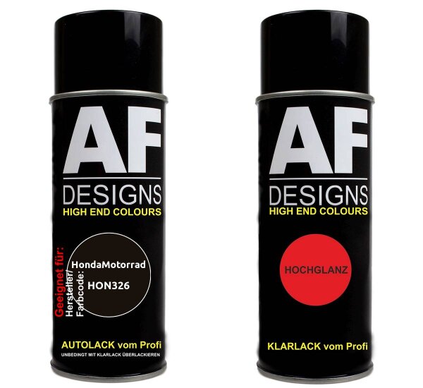 Motorradlack Spraydose Set für  HondaMotorrad HON326 Darkness Black Metallic Basislack Klarlack Sprühdose 400ml