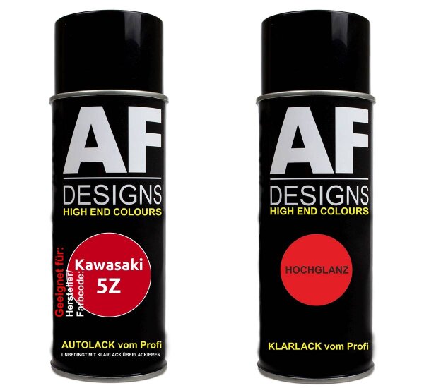 Motorradlack Spraydose Set für  Kawasaki 5Z Firecracker Red Basislack Klarlack Sprühdose 400ml