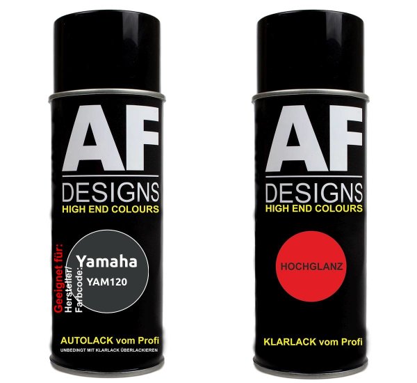 Motorradlack Spraydose Set für  Yamaha YAM120 Dark Grey Metallic Basislack Klarlack Sprühdose 400ml