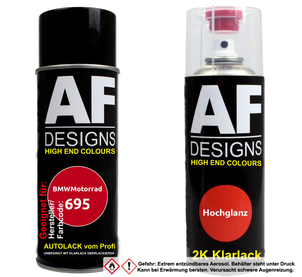 2K Spraydose Set für BMWMotorrad 695 Flamerot Basislack 2K Klarlack Sprühdose 400ml