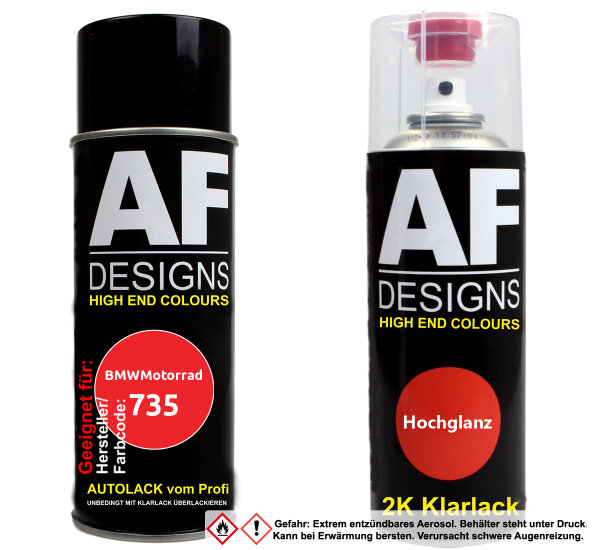 2K Spraydose Set für BMWMotorrad 735 Leuchtrot Basislack 2K Klarlack Sprühdose 400ml