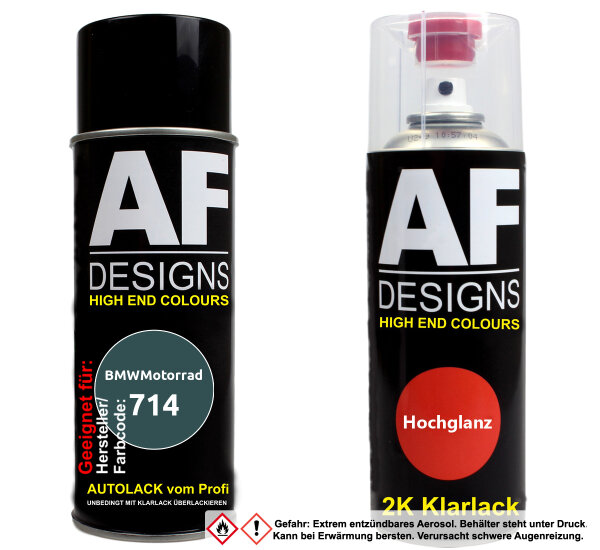 2K Spraydose Set für BMWMotorrad 714 Ascot Grün Metallic Basislack 2K Klarlack Sprühdose 400ml