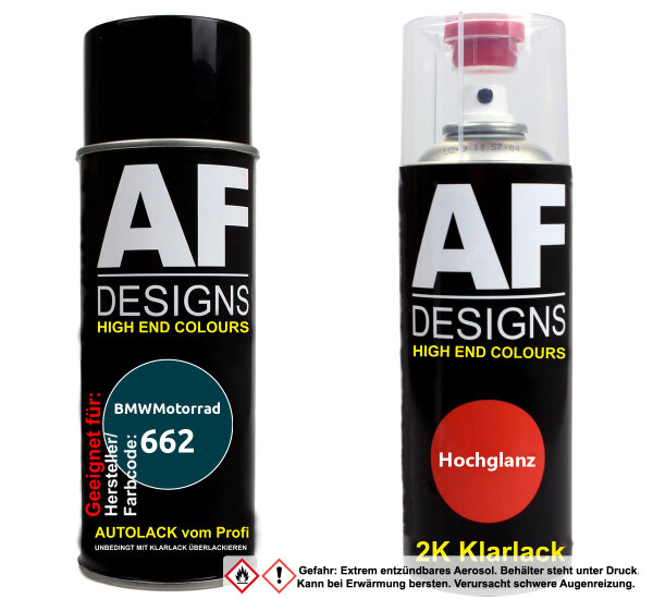 2K Spraydose Set für BMWMotorrad 662 Yukagrün Metallic Basislack 2K Klarlack Sprühdose 400ml