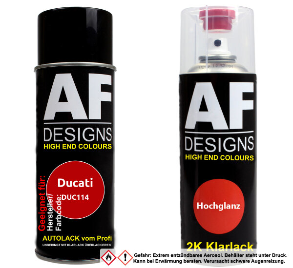 2K Spraydose Set für Ducati DUC114 Rosso Nuda Basislack 2K Klarlack Sprühdose 400ml