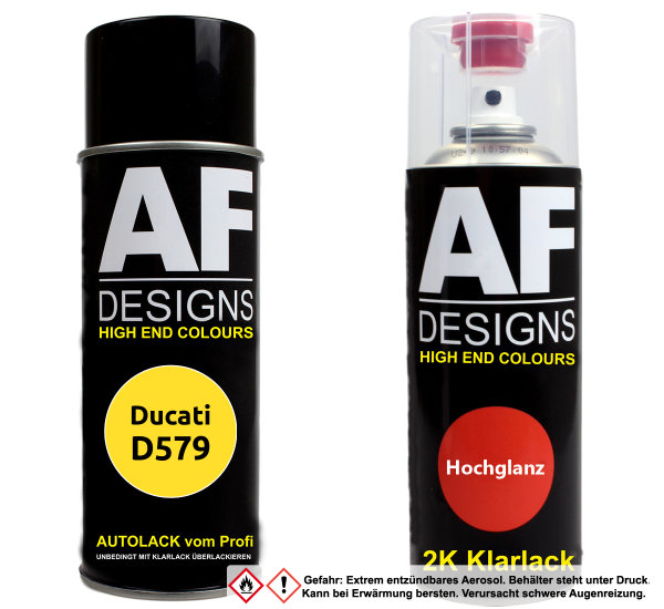 2K Spraydose Set für Ducati D579 Giallo Basislack 2K Klarlack Sprühdose 400ml