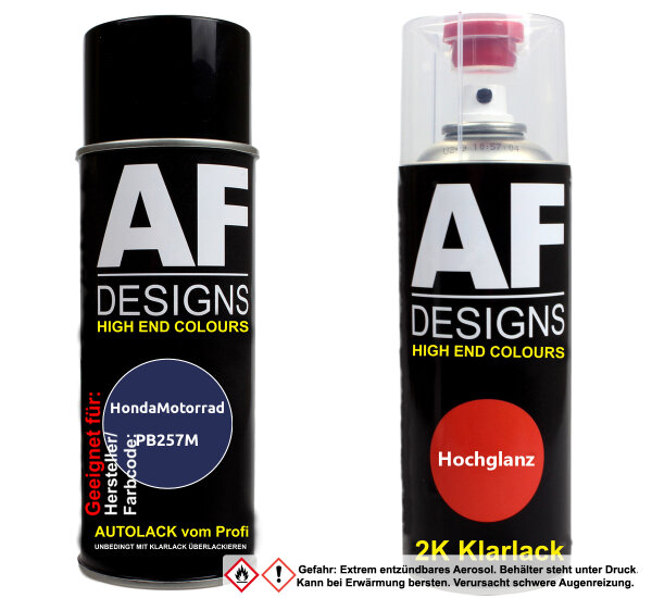 2K Spraydose Set für HondaMotorrad PB257M Honda Dark Blue Perl Basislack 2K Klarlack Sprühdose 400ml