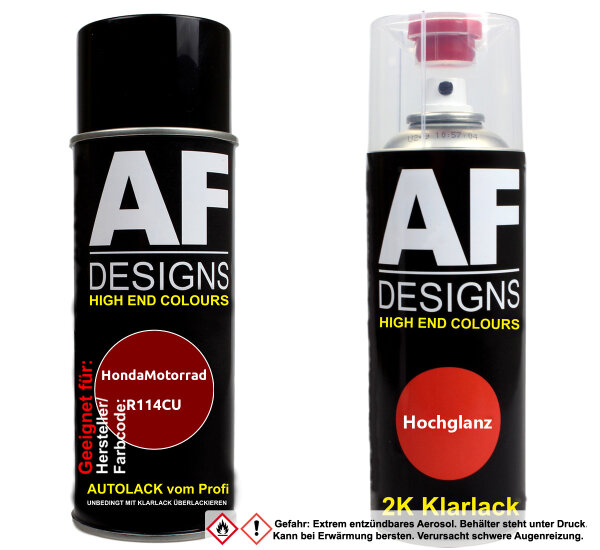 2K Spraydose Set für HondaMotorrad R114CU Honda Red Perl Basislack 2K Klarlack Sprühdose 400ml