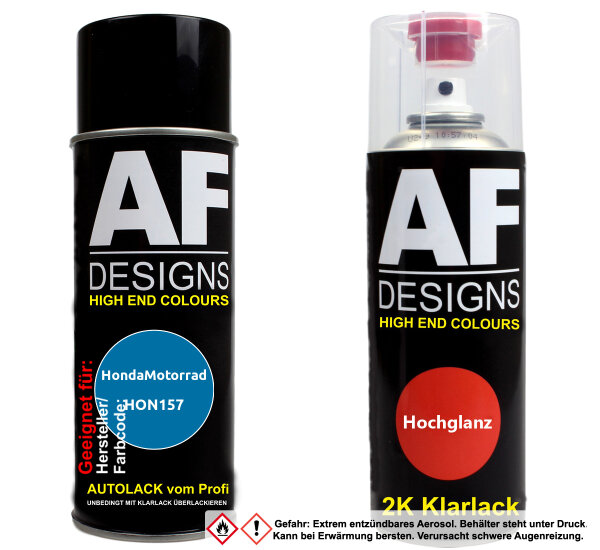 2K Spraydose Set für HondaMotorrad HON157 Blue Metallic Basislack 2K Klarlack Sprühdose 400ml