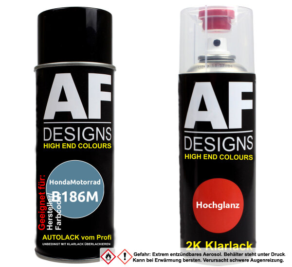 2K Spraydose Set für HondaMotorrad B186M Azzurro Metallic Matt Basislack 2K Klarlack Sprühdose 400ml