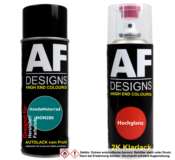 2K Spraydose Set für HondaMotorrad HON280 Toscane Green Basislack 2K Klarlack Sprühdose 400ml