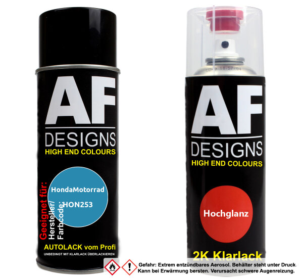 2K Spraydose Set für HondaMotorrad HON253 Azzurro Metallic Basislack 2K Klarlack Sprühdose 400ml
