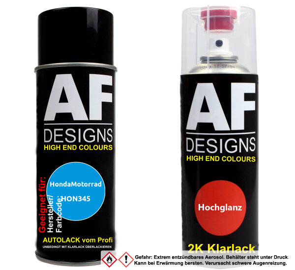 2K Spraydose Set für HondaMotorrad HON345 Satin Blue Met Basislack 2K Klarlack Sprühdose 400ml