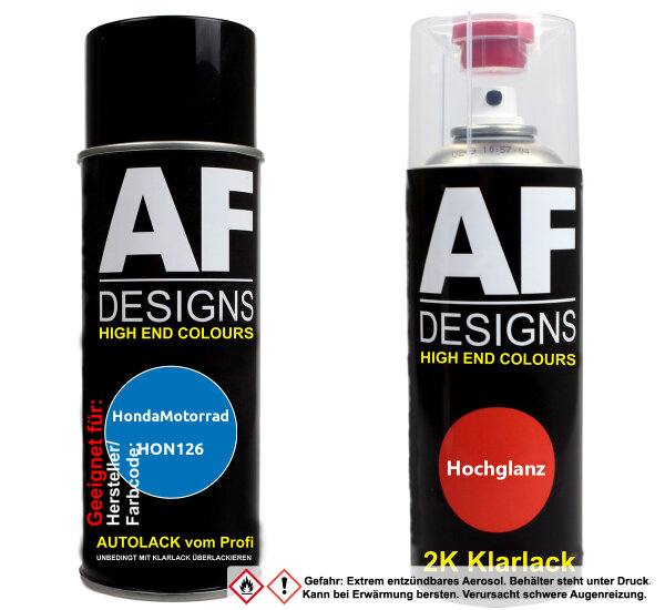 2K Spraydose Set für HondaMotorrad HON126 Blue 2C Basislack 2K Klarlack Sprühdose 400ml