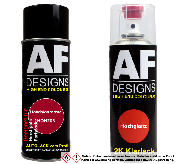 2K Spraydose Set für HondaMotorrad HON208 Candy Blazing Red Basislack 2K Klarlack Sprühdose 400ml