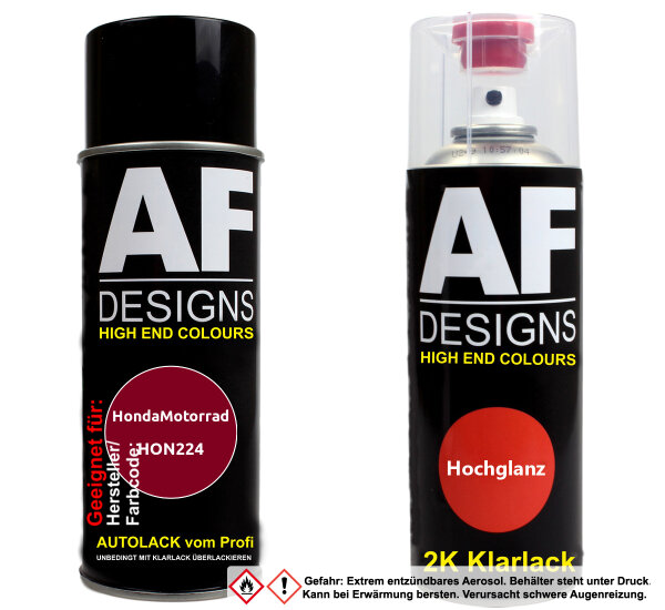 2K Spraydose Set für HondaMotorrad HON224 Dark Candy Red Perl Basislack 2K Klarlack Sprühdose 400ml