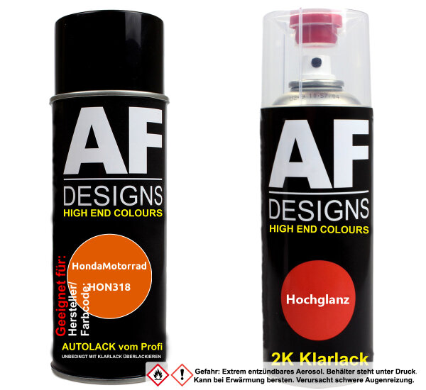2K Spraydose Set für HondaMotorrad HON318 Bombay Orange Metallic Basislack 2K Klarlack Sprühdose 400ml