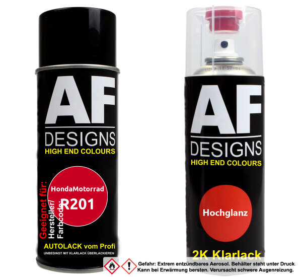 2K Spraydose Set für HondaMotorrad R201 Red 3C Basislack 2K Klarlack Sprühdose 400ml