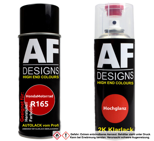 2K Spraydose Set für HondaMotorrad R165 Jolly Red Basislack 2K Klarlack Sprühdose 400ml