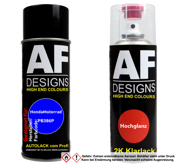2K Spraydose Set für HondaMotorrad PB386P Pacific Blue Perl Basislack 2K Klarlack Sprühdose 400ml
