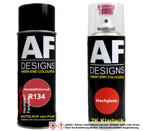 2K Spraydose Set für HondaMotorrad R134 Fighting Red Basislack 2K Klarlack Sprühdose 400ml