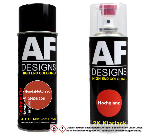 2K Spraydose Set für HondaMotorrad HON206 Candy Blaze Orange Basislack 2K Klarlack Sprühdose 400ml