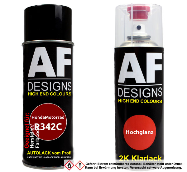 2K Spraydose Set für HondaMotorrad R342C Honda Candy Prominence Red Perl Basislack 2K Klarlack Sprühdose 400ml