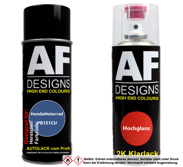 2K Spraydose Set für HondaMotorrad PB151CU Candy Mistral Blue Metallic Basislack 2K Klarlack Sprühdose 400ml
