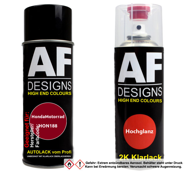 2K Spraydose Set für HondaMotorrad HON188 Red Perl Basislack 2K Klarlack Sprühdose 400ml