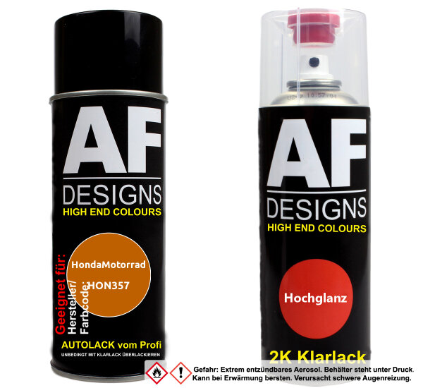 2K Spraydose Set für HondaMotorrad HON357 Bombay Orange Metallic Basislack 2K Klarlack Sprühdose 400ml