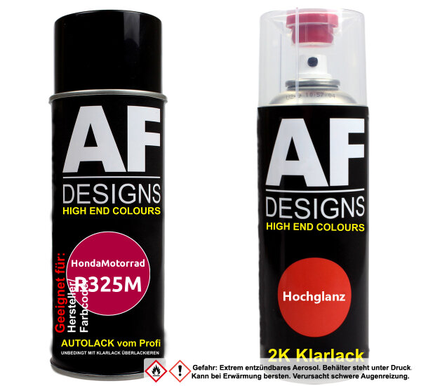 2K Spraydose Set für HondaMotorrad R325M Caliente Red Metallic Basislack 2K Klarlack Sprühdose 400ml