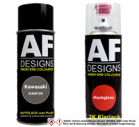 2K Spraydose Set für Kawasaki KAW129 Dark Grey Metallic Basislack 2K Klarlack Sprühdose 400ml