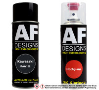 2K Spraydose Set für Kawasaki KAW162 Misty Perl Black Basislack 2K Klarlack Sprühdose 400ml