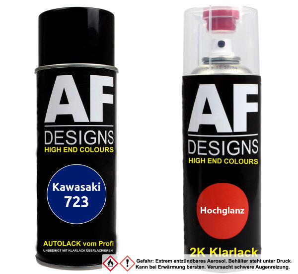 2K Spraydose Set für Kawasaki 723 Candy Plasma Blue Basislack 2K Klarlack Sprühdose 400ml