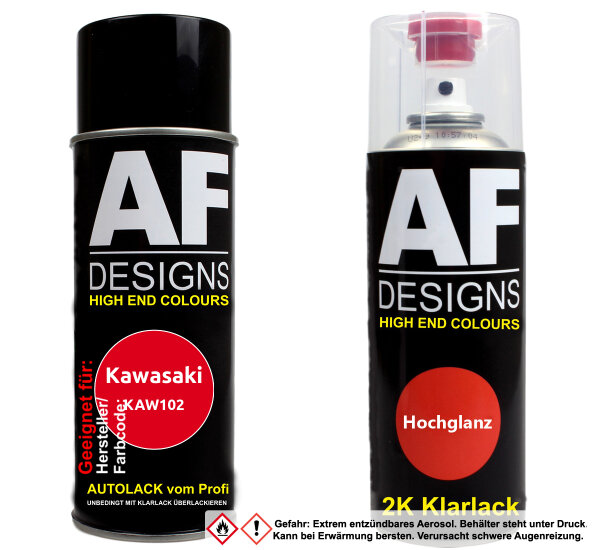 2K Spraydose Set für Kawasaki KAW102 Red 3C Basislack 2K Klarlack Sprühdose 400ml