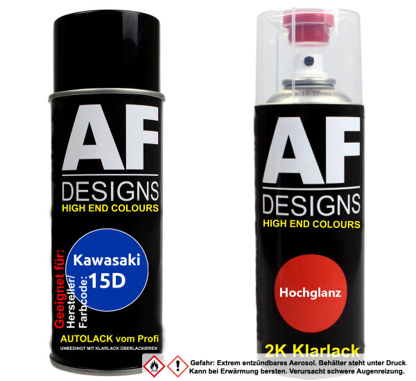 2K Spraydose Set für Kawasaki 15D Candy Plasma Blue Basislack 2K Klarlack Sprühdose 400ml
