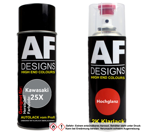 2K Spraydose Set für Kawasaki 25X Moondust Gray Metallic Basislack 2K Klarlack Sprühdose 400ml