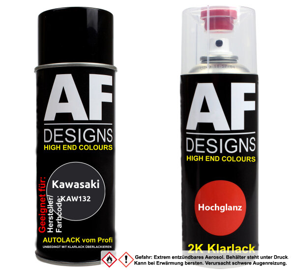 2K Spraydose Set für Kawasaki KAW132 Bluish Black Perl Basislack 2K Klarlack Sprühdose 400ml