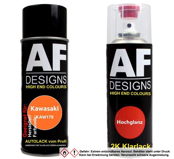 2K Spraydose Set für Kawasaki KAW178 Candy Sparkling Orange Basislack 2K Klarlack Sprühdose 400ml