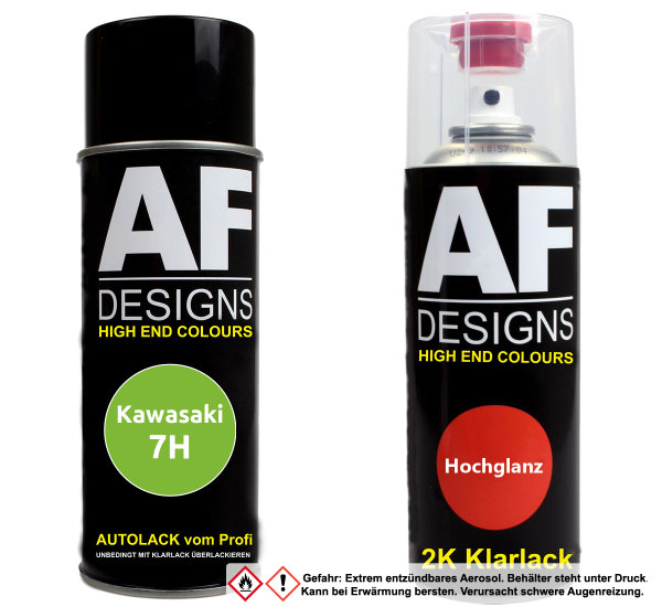 2K Spraydose Set für Kawasaki 7H Lime Green Basislack 2K Klarlack Sprühdose 400ml