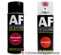 2K Spraydose Set für Kawasaki KAW116 Red Perl Basislack 2K Klarlack Sprühdose 400ml
