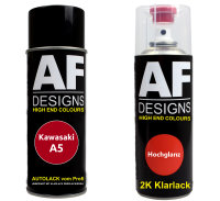 2K Spraydose Set für Kawasaki A5 Candy Red Metallic Basislack 2K Klarlack Sprühdose 400ml