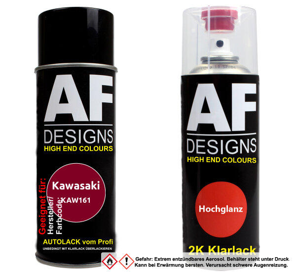 2K Spraydose Set für Kawasaki KAW161 Candy Wine Red Basislack 2K Klarlack Sprühdose 400ml