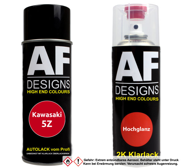 2K Spraydose Set für Kawasaki 5Z Firecracker Red Basislack 2K Klarlack Sprühdose 400ml